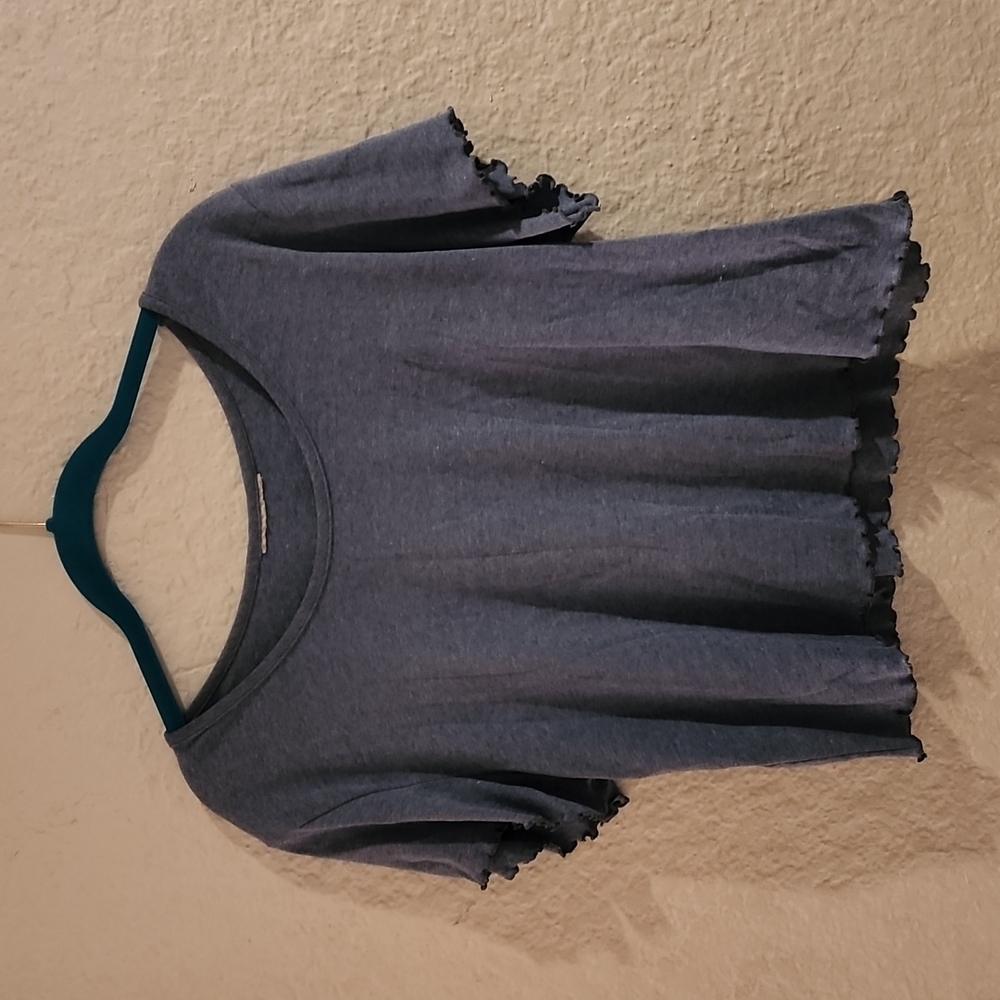 Heathered Blue Short Sleeved Cotton Crop Top